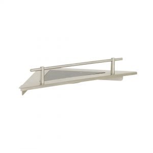 H & H Corner Shower Shelf with Rail - Stainless Steel