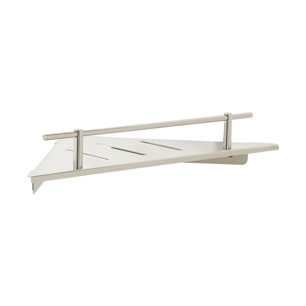 Corner Shower Shelf with Drain Slots and Rail H & H Bath and Safety