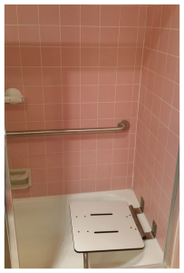 H & H shower seat and grab bar
